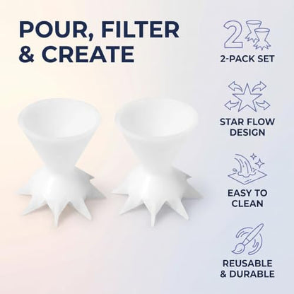 2Pcs White Paint Strainer - Paint Pouring Cup, Split Cup for Paint Pouring Supplies Tools, Paint Pouring Supplies Cups Paint Pouring Strainers, Aint Strainers for Paint, Flower Pour Cups Paint Cups