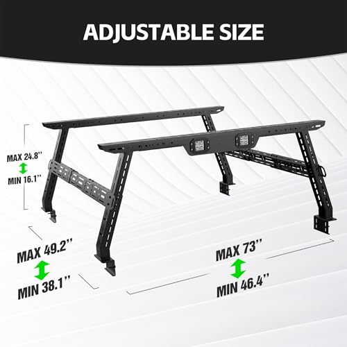 for Colorado & Canyon Overland 16-24.8" High Truck Bed Racks with 2 LED Lights Compatible with 2015-2025 Chevy Chevrolet Colorado & GMC Canyon, Ladder Rack for Bed Rails