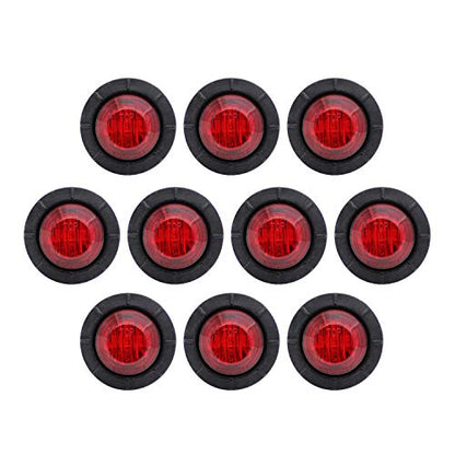 TMH (10 Pcs 3/4 Inch Mount Red LED Clearance Markers Bullet Marker lights, side marker lights, led marker lights, led side marker lights, led trailer marker lights, rv marker lights - color: 10pcs Red