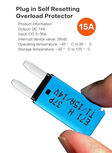 DC 14V 15 Amp Auto Reset Plug-in Fuse ATM Mini Circuit Breaker Blade Fuses Assortment Kit for Boat Marine RV Yacht Battery Trailer Bus Truck (10pcs) ﻿