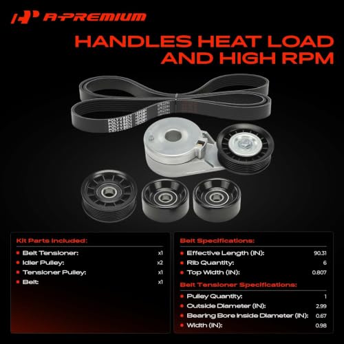 A-Premium Engine Serpentine Belt Drive Kit with Tensioner & Idler Pulley