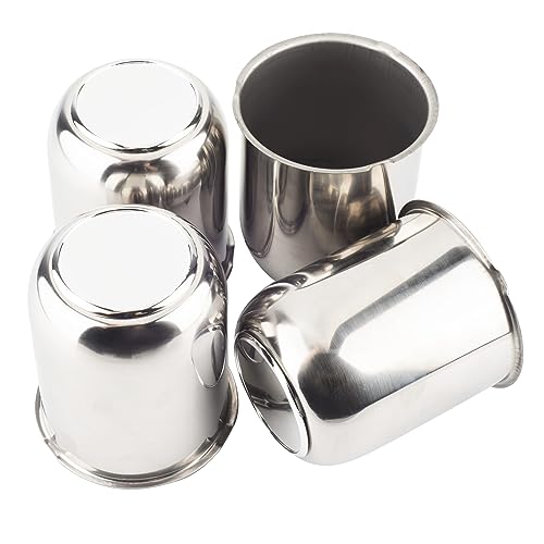4Pcs 3.19" OD 3.62" H Trailer Wheel Center Caps with Removable Top - color: Mirror Polished, size: 3.19" OD 3.62" H