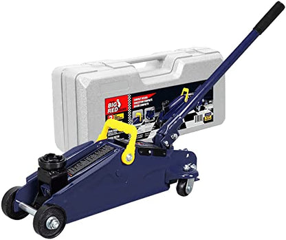 Big RED AT82012U-1 Torin Hydraulic Trolley Service/Floor Jack with Blow Mold Carrying Storage Case, 2 Ton (4,000 lb.) Capacity, Blue - size: 2 Ton (4,000 lb) with Case