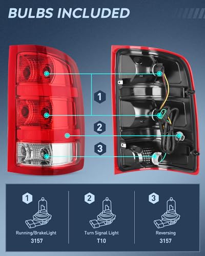 Nilight Taillight Assembly Compatible with 2007-2013 GMC Sierra 1500 - color: Passenger Side