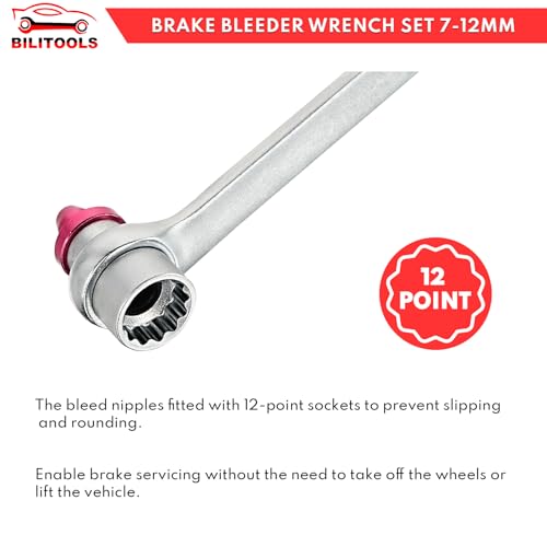 BILITOOLS Brake Bleeder Wrench Set, 7 8 9 10 11 12 MM Brake Bleeding Kit