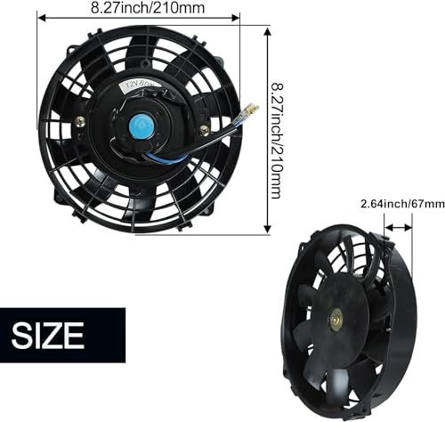 7 Inch Universal Slim Fan Push Pull Electric Radiator Cooling Fan - size: 7inch 80W