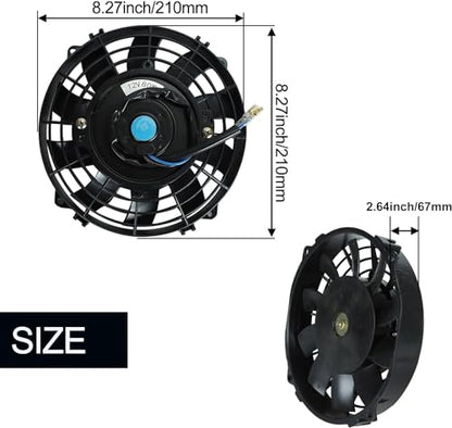 7 Inch Universal Slim Fan Push Pull Electric Radiator Cooling Fan - size: 7inch 80W