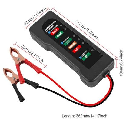 12V car Battery Tester, Alternator Tester Automotive,Battery Checker, Analyzer to Check alternator & Battery Charging System,LED Indication (B) - color: B