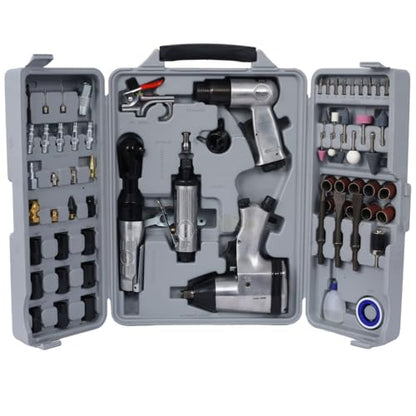 71-Piece Air Tool and Accessories Kit, 1/2" Impact Wrench, 3/8" Air Ratchet, Die Grinder, Air Hammer, Hose Fittings & Storage Case
