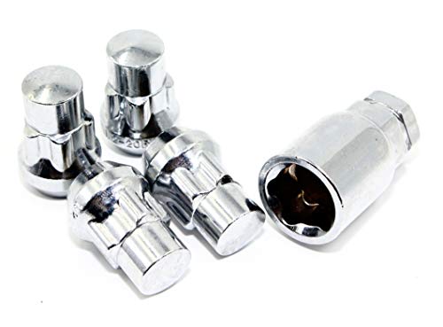 Set of 4 Veritek 14x1.5mm 1.40 Inch Chrome Acorn Bulge Tuner Socket Style Wheel Locks for Aftermarket Custom Wheels