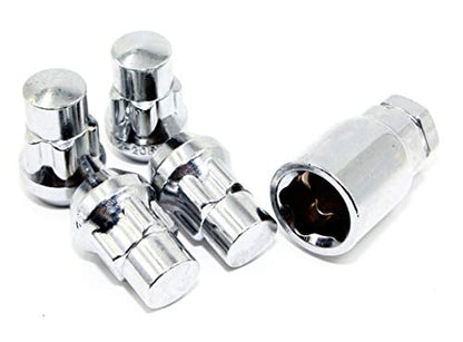 Set of 4 Veritek 14x1.5mm 1.40 Inch Chrome Acorn Bulge Tuner Socket Style Wheel Locks for Aftermarket Custom Wheels