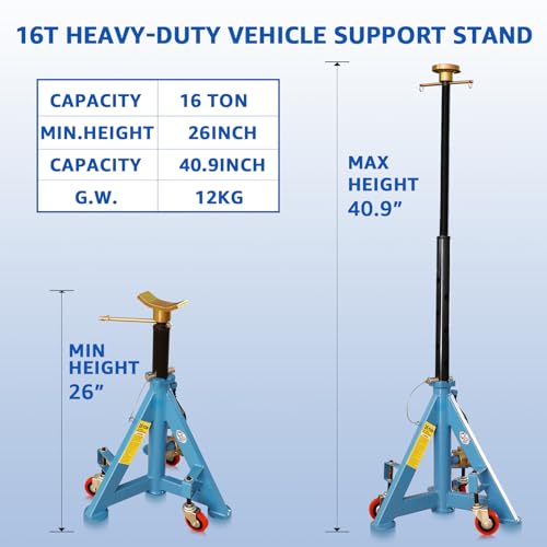 HKTE Heavy Duty Jack Stand, 35,000 lb Rated, 26-40.9 in, Wheels for Trucks - color: JACK STANDS 35000LB