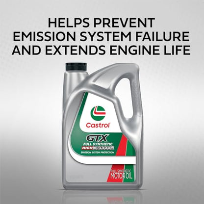 Castrol GTX Full Synthetic High Mileage 0W-20 Motor Oil, 1 Quart, Pack of 6