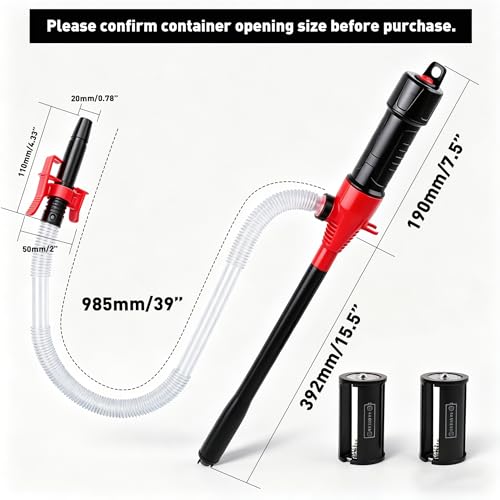 SEDY Electric Hand Pump, Portable Battery Powered Transfer Pump, Multi-Use Siphon Liquid Extractor for Gasoline, Diesel, Fuel, and Water Transfer - style: Portable Tube Style