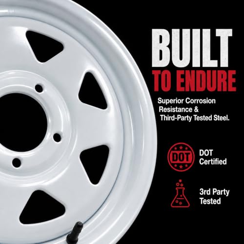 eCustomrim 2-Pack Trailer Wheel 15X5 15 Inch 5 Lug On 4.5 White Spoke Rim