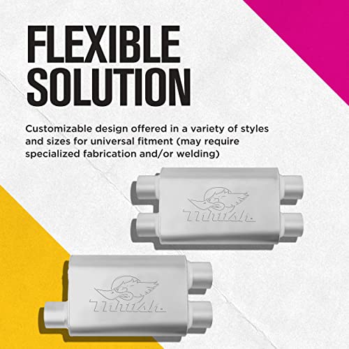 Thrush Muffler Deep Race Tone (Most Applications) Inlet 2.5 Pipe Connection Offset Outlet 2.5 Offset