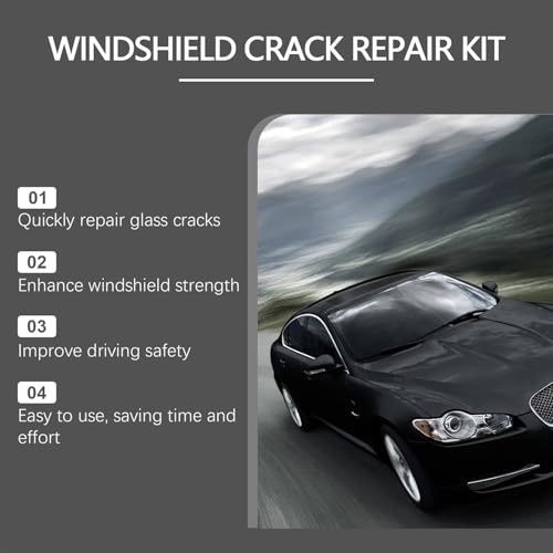 Windshield Repair Kit, Car Glass Repair Kit Quick Fix for Chips & Cracks, Windshield Crack Repair-Kit, Cracks Gone Glass Kit, Automotive Windscreen Tool, Nano Fluid Filler (1 Set)