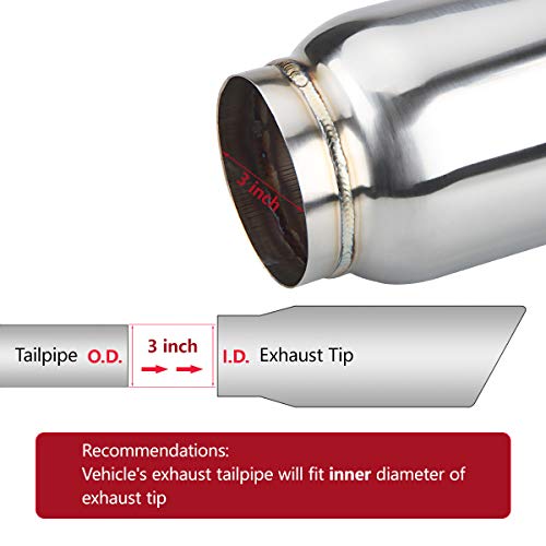 LCGP 3" Inlet Universal Exhaust Tip, 4" Outlet - 5" Long, Stainless Steel Double Wall Angle Cut - size: 3“x4"x5", style: Polished