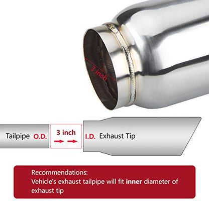 LCGP 3" Inlet Universal Exhaust Tip, 4" Outlet - 5" Long, Stainless Steel Double Wall Angle Cut - size: 3“x4"x5", style: Polished