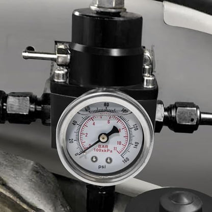 Fuel Pressure Regulator Kit - Includes 1 Fuel Pressure Regulator, 2 OR8-AN8 Fittings, 1 OR6-AN6 Fitting, 1 AN8 End Cap, and 2 Springs for Enhanced Performance