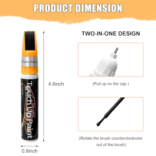 Touch Up Paint Pen for Cars, 2 in 1 Quick Drying Touch Up Pen Lasting Auto Scratch Remover, 0.4 Fl Oz Color Accurate Paint Pens Quick & Easy Solution to Repair Scratches (Black) - color: Black