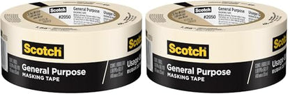 Scotch General Purpose Masking Tape, 1.88 inches by 60 yards, 2050 (Pack of 2) - size: 1.88" Width (2 Rolls)
