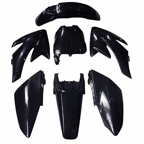 CRF70 XR70 Plastic Fairing Fender Kit with Tall Gripper Seat, 7PCS Body Plastics Set for CRF70F 110cc–250cc Dirt Pit Bike (Black) - color: Black Fender Fairing