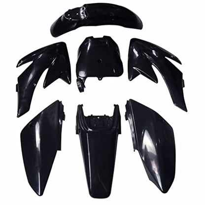 CRF70 XR70 Plastic Fairing Fender Kit with Tall Gripper Seat, 7PCS Body Plastics Set for CRF70F 110cc–250cc Dirt Pit Bike (Black) - color: Black Fender Fairing