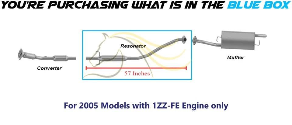 Exhaust Resonator Compatible with Toyota Corolla 2005-2008 1.8L | Stainless Steel | Northeastern Exhaust | Includes Gasket Clamp Hangers Bolt Kit | Direct-Fit Replacement