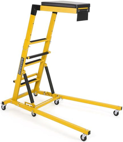 TrailBlaze Topside Automotive Engine Creeper – 400 lbs Capacity – Adjustable Height 48"-66" – Collapsible with 6 Swivel Casters, Thick Cushion & Tool Pouch – Overhead Mechanic Creeper - color: Yellow