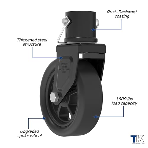 1500lbs 6" Trailer Jack Swivel Caster Replacement with Spoked Wheel - color: Black