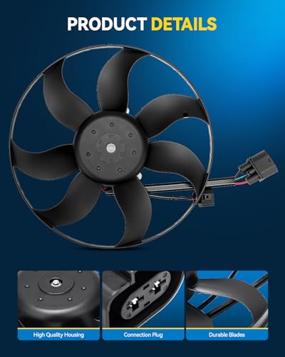 PHILTOP Engine Cooling Radiator Fan Assembly for Volkswagen & Audi Jetta, Passat, Golf, Tig-uan, Tig-ua-n Limited, Beetle, CC, Eos, GTI, A3, A3 Quattro, TT Quattro Electric Radiator Fan Kit - size: Jetta, Passat, Golf, Tiguan, GTI, A3, Eos