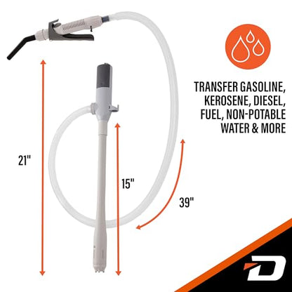 Deway Battery-Powered Stick Transfer Pump, Flow Control Nozzle, 39 In Hose - style: Hand-Trigger Nozzle