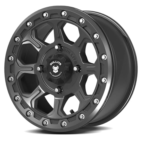 Bullite Wheels BT-03 Ruler UTV ATV Wheel Gunmetal Gray Rims and Satin Black Beadlock 15x7, 4x137/ 5+2 Offset, Can-Am Maverick X3 Commander Renegade Outlander Defender - color: Gunmetal Gray Rim and Satin Black Beadlock, size: 15x7, 5+2 Offset, 4x137 Bolt