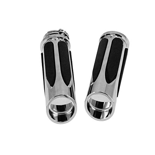 1 Inch Cable Throttle Handlebar Grips Motorcycle Hand Grips - color: #4 Chrome