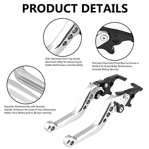 CHICIRIS Motorcycle Levers, 1 Pair CNC Aluminum Alloy Motorcycle Scooter Modification Double Disc Brake Lever (White) - color: White