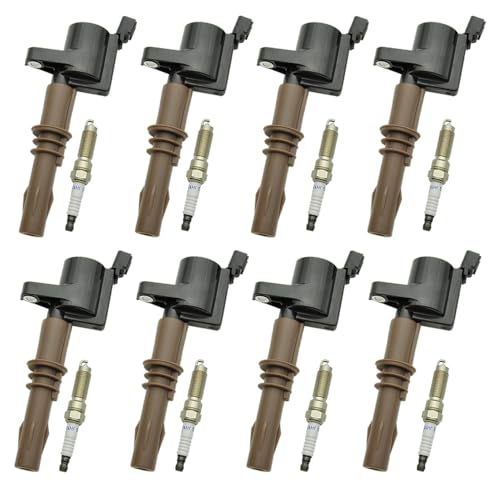8 PCS DG521 Ignition Coil Pack Iridium Spark Plugs FD509 Ignition Coils and Spark Plugs Compatible with Ford Expedition Explorer F-150 F-250 F-350 Super Duty Mustang Lincoln, SP509, FD509 - size: DG521