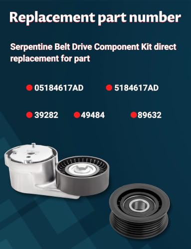 Serpentine Drive Belt Tensioner w/Pulley Kit for Town & Country/Routan - size: 39282