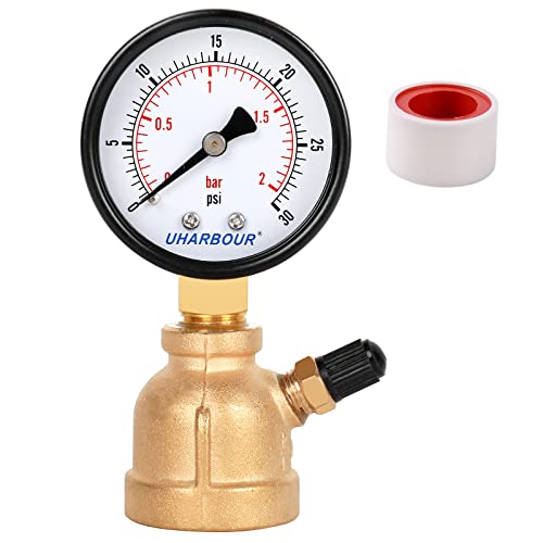 Uharbour 30psi Brass Gas Line Pressure Tester, 3/4" FNPT - size: 30Psi Brass gas pressure tester