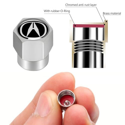 Tire Valve Stem Caps Cover for Acura TLX TLX-L ILX RLX RDX CDX RLX NSX Metal Car Wheel Air caps Auto Valve Stem Caps Accessories 4 Pcs Silver - color: Silver-07