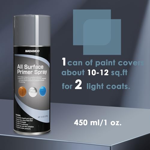 NADAMOO All Surface Primer Spray, Matte Gray One-Part Epoxy Primer, 1 Can - color: Gray, style: Pack of 1