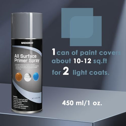 NADAMOO All Surface Primer Spray, Matte Gray One-Part Epoxy Primer, 2 Can - color: Gray, style: Pack of 2