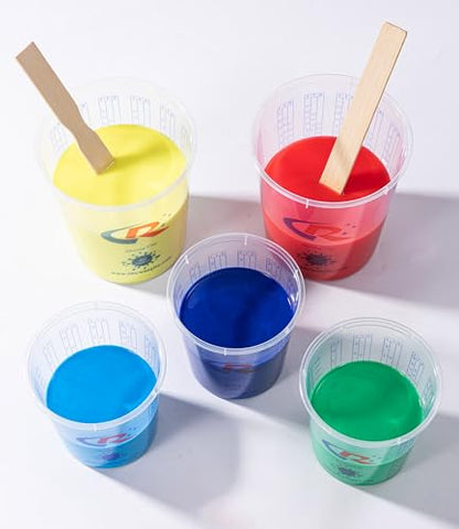 Paint Mixing Cup 40 Ounce, Accurate Measurements in Ratios and OZ. and ML, 100PCS Plastic Graduated Measuring Cups with 12PCS Lids for Paint, Resin, Epoxy, Acrylic, Pigments, Art - color: 100 Cups + 12 Lids