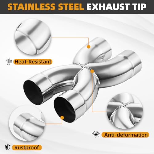 A-KARCK Exhaust Tip X Pipe 3" Inlet, Dual 3" Inlet Dual 3" Outlet Muffler Tip, Crossover X Pipe Stainless Steel Weld On - size: 3 Inch, style: X Pipe-A