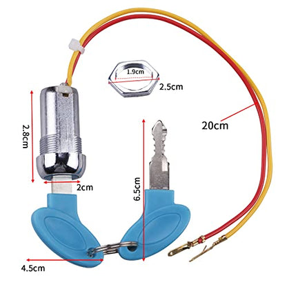 2 Pack 2 Wires Ignition Switch Key Starter Switch with 4 Keys On-Off for Electric Scooter ATV Moped Go Kart