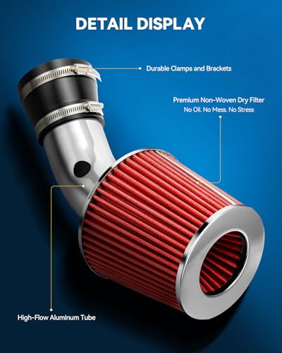 PHILTOP 3" Cold Air Intake Kit for 2000-2005 Chevrolet Impala Base/LS 3.8L - color: Red, size: 2000-2005 LeSabre