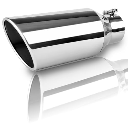 Mupera 3 Inch Inlet Exhaust Tip, 5" Outlet, 12" Long - size: 3" Inlet 5" Outlet 12" Length Silver