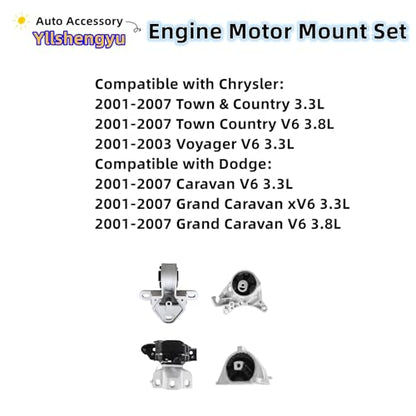 Engine Motor Mount Kit for Town Country/Grand Caravan 2001-2007 - size: Town&Country 2001-2007 3.3L 3.8L
