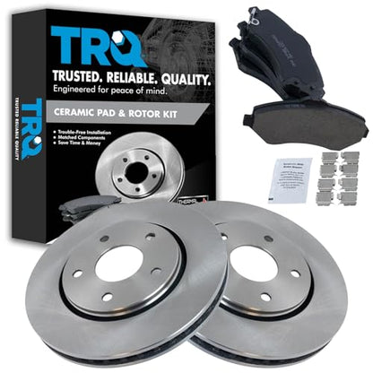 TRQ Front Brake Pad and Rotor Set Ceramic Vented Rotors - style: BKA10562