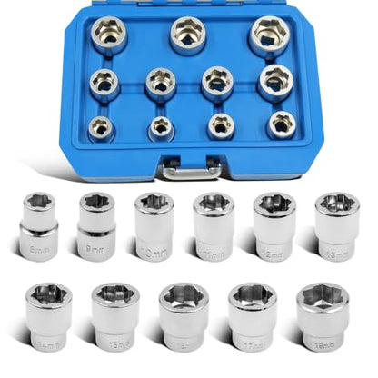 11PCS Metric Bolt Extractor Kit, 3/8" Drive Nut Remover Socket Tool - color: 11 Pcs Lug Nut Extractor 3/8 Inch Drive